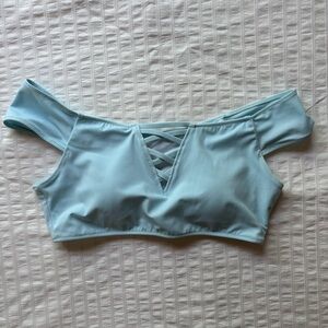 PINK Victoria's Secret Off The Shoulder Light Blue Bikini Top, M